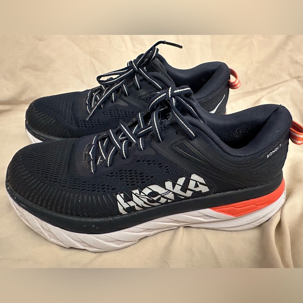 Hoka One One Black and Orange Athletic Shoes
